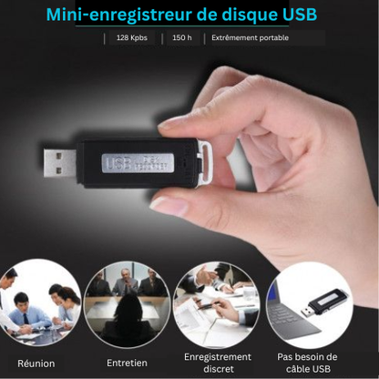 Clé USB Enregistreur Vocal Intelligent - Dictaphone HD Discret