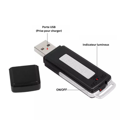 Clé USB Enregistreur Vocal Intelligent - Dictaphone HD Discret