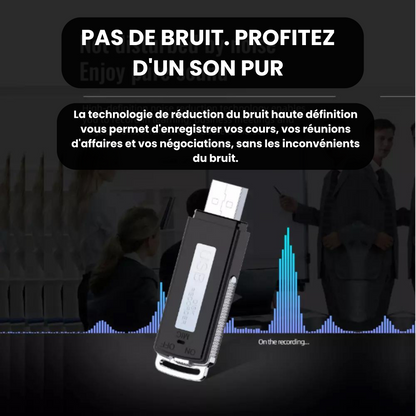 Clé USB Enregistreur Vocal Intelligent - Dictaphone HD Discret